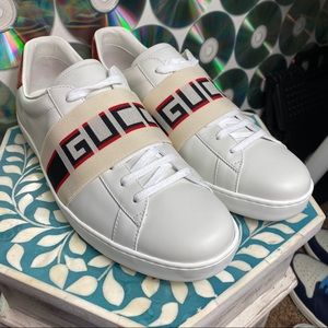 Men’s White Ace Stripe Gucci